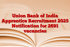 Union Bank Of India Apprentice Recruitment 2025 Notification For 2691