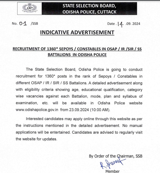 Odisha Police Constable Recruitment 2024 Notification Released for 1360 Constable Vacancies_3.1