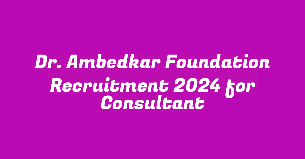 Dr. Ambedkar Foundation Recruitment 2024 for Consultant