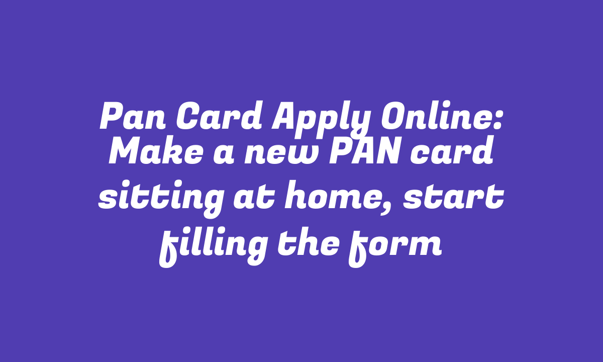 Pan Card Apply Online: Make a new PAN card sitting at home, start filling the form