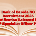 Bank of Baroda SO Recruitment 2025 Notification Released for 1267 Specialist Officer Posts