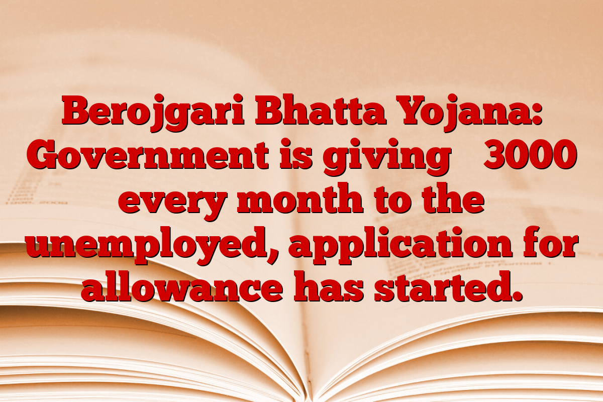 Berojgari Bhatta Yojana: Government is giving ₹ 3000 every month to the unemployed, application for allowance has started.