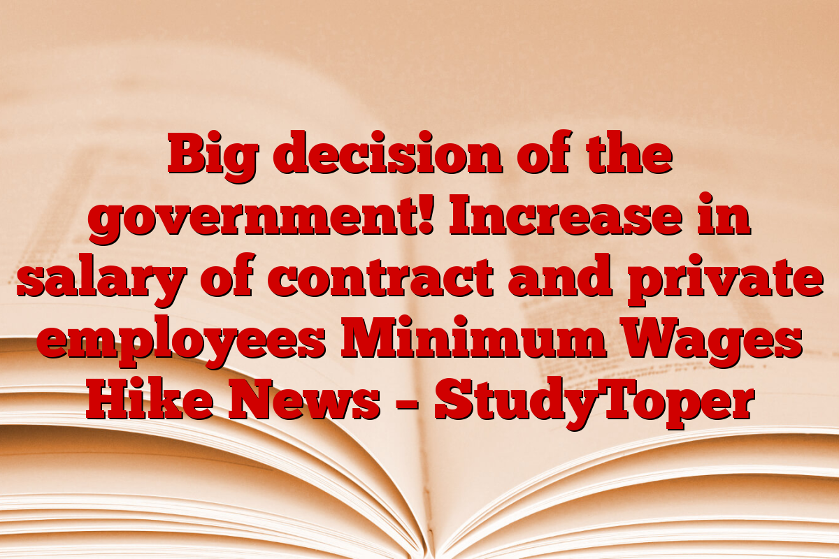 Big decision of the government! Increase in salary of contract and private employees Minimum Wages Hike News – StudyToper