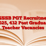 DSSSB PGT Recruitment 2025, 432 Post Graduate Teacher Vacancies