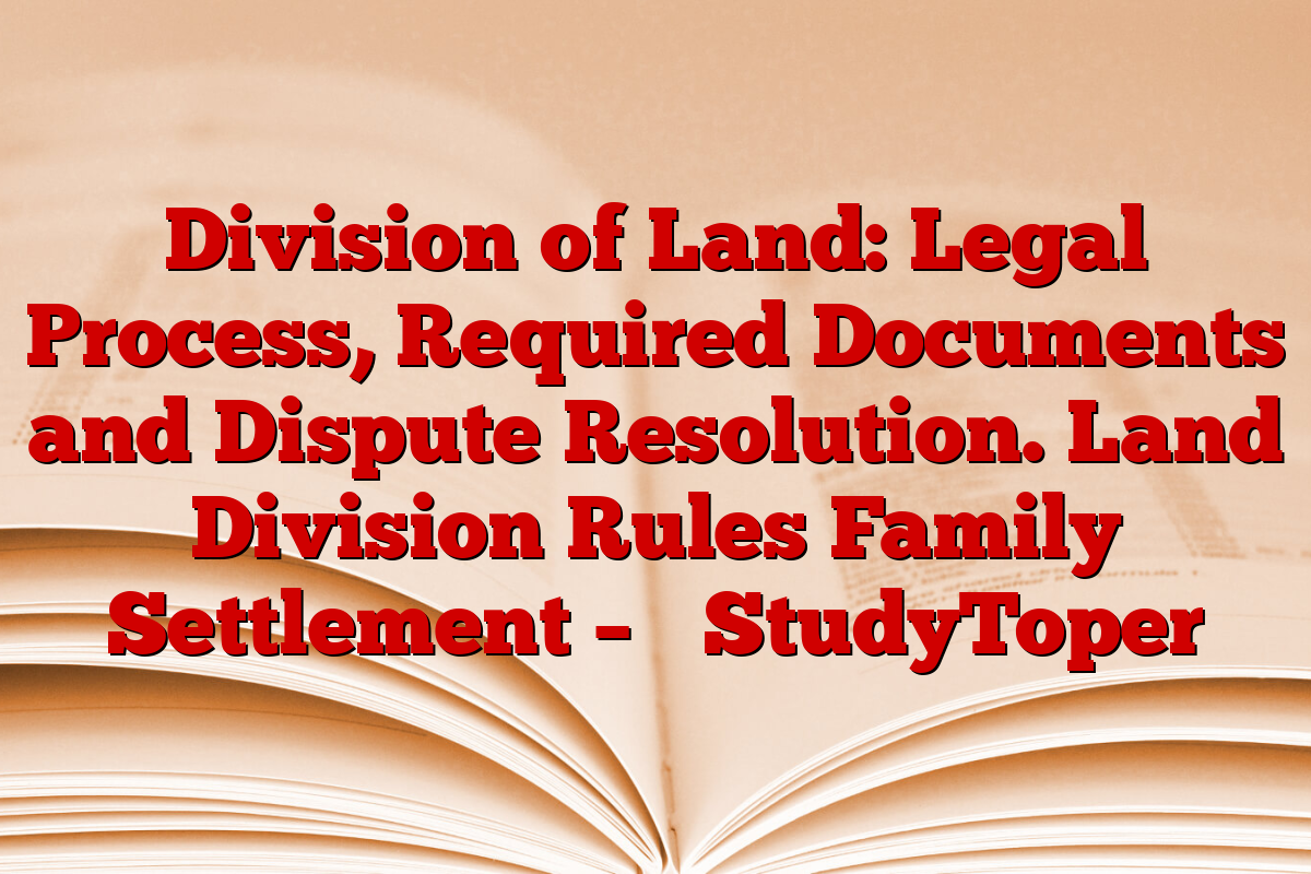 Division of Land: Legal Process, Required Documents and Dispute Resolution. Land Division Rules Family Settlement – ​​StudyToper