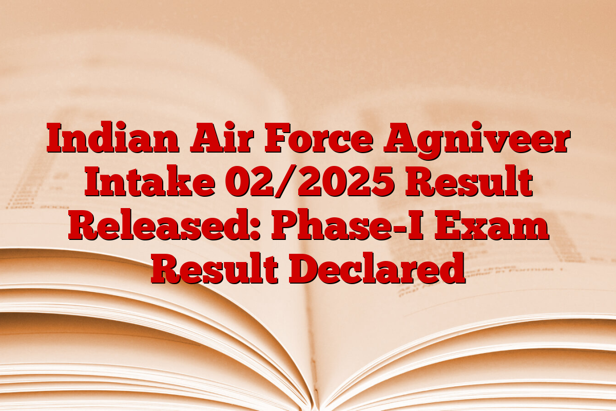 Indian Air Force Agniveer Intake 02/2025 Result Released: Phase-I Exam Result Declared