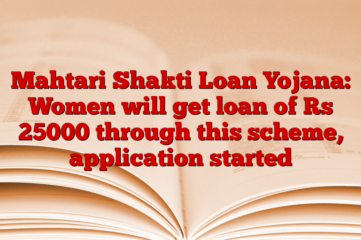 Mahtari Shakti Loan Yojana: Women will get loan of Rs 25000 through this scheme, application started