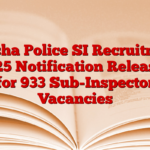 Odisha Police SI Recruitment 2025 Notification Released for 933 Sub-Inspector Vacancies