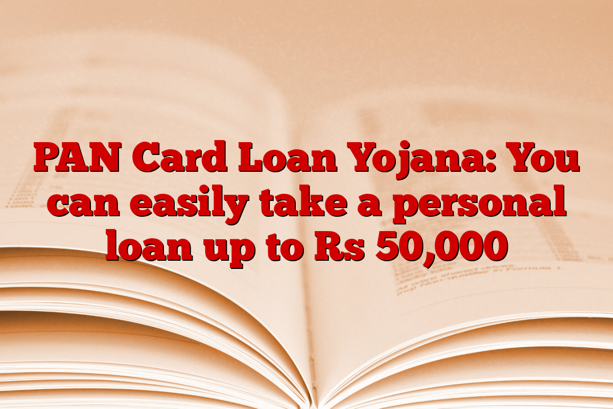 PAN Card Loan Yojana: You can easily take a personal loan up to Rs 50,000