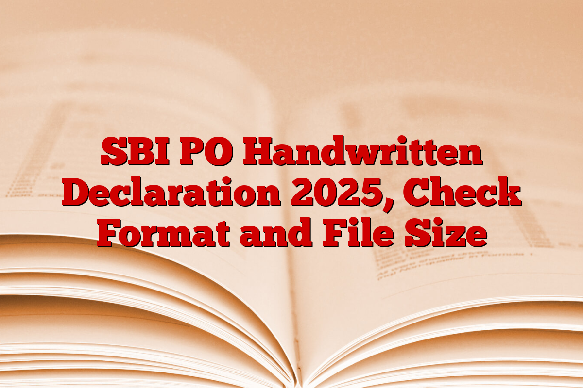 SBI PO Handwritten Declaration 2025, Check Format and File Size