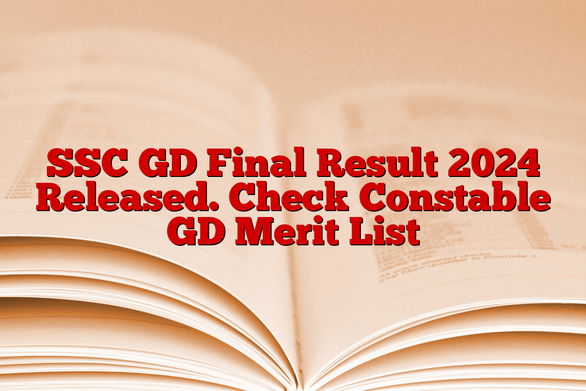 SSC GD Final Result 2024 Released. Check Constable GD Merit List