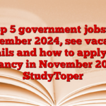 Top 5 government jobs of November 2024, see vacancy details and how to apply Job Vacancy in November 2024 – StudyToper