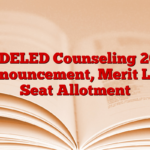 UP DELED Counseling 2024 Announcement, Merit List, Seat Allotment