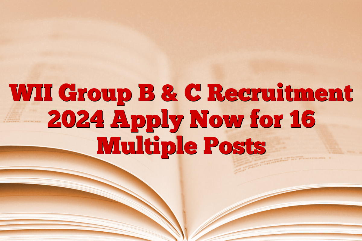 WII Group B & C Recruitment 2024 Apply Now for 16 Multiple Posts