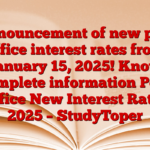 Announcement of new post office interest rates from January 15, 2025! Know complete information Post Office New Interest Rates 2025 – StudyToper