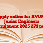 Apply online for RVUNL Junior Engineers Recruitment 2025 271 posts