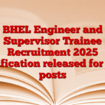 BHEL Engineer and Supervisor Trainee Recruitment 2025 notification released for 400 posts