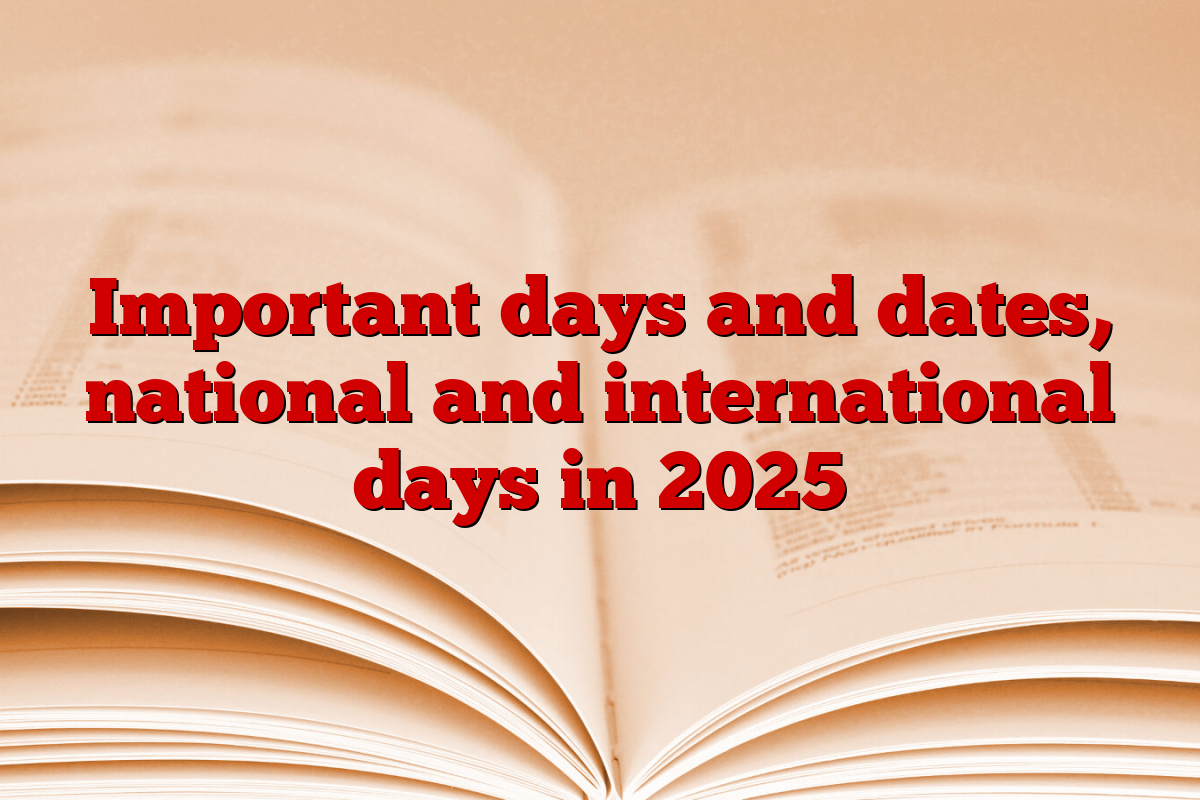 Important days and dates, national and international days in 2025