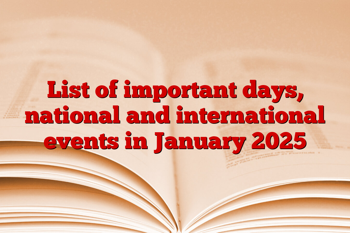 List of important days, national and international events in January 2025