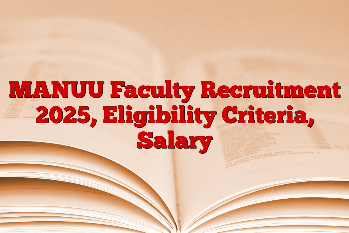 MANUU Faculty Recruitment 2025, Eligibility Criteria, Salary