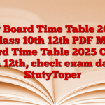 MP Board Time Table 2025 Class 10th 12th PDF MP Board Time Table 2025 Class 10th 12th, check exam date » StutyToper