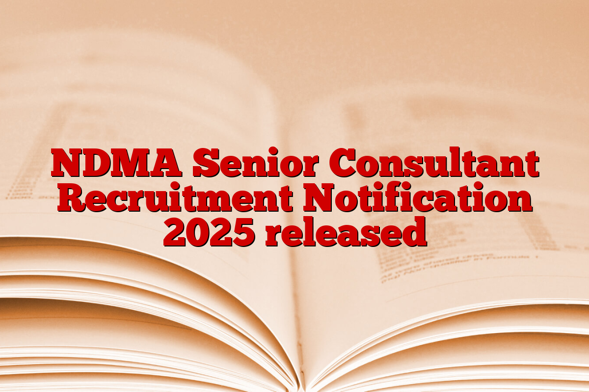 NDMA Senior Consultant Recruitment Notification 2025 released