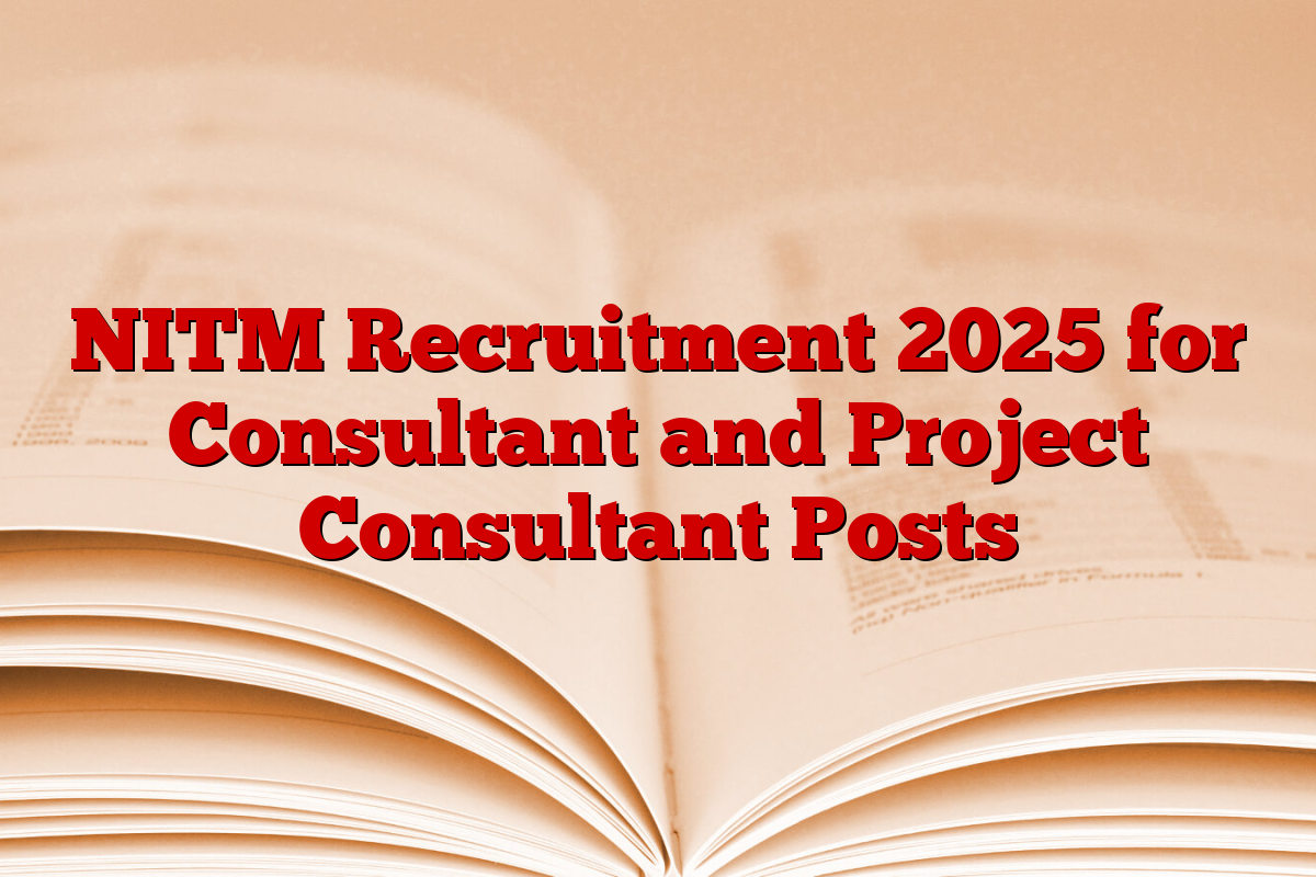 NITM Recruitment 2025 for Consultant and Project Consultant Posts