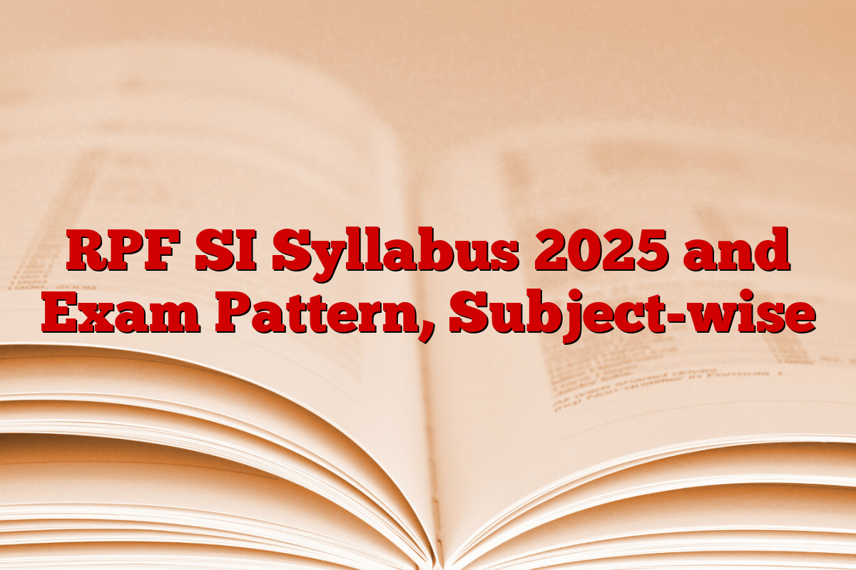 RPF SI Syllabus 2025 and Exam Pattern, Subject-wise