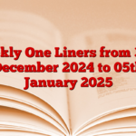 Weekly One Liners from 30th December 2024 to 05th January 2025