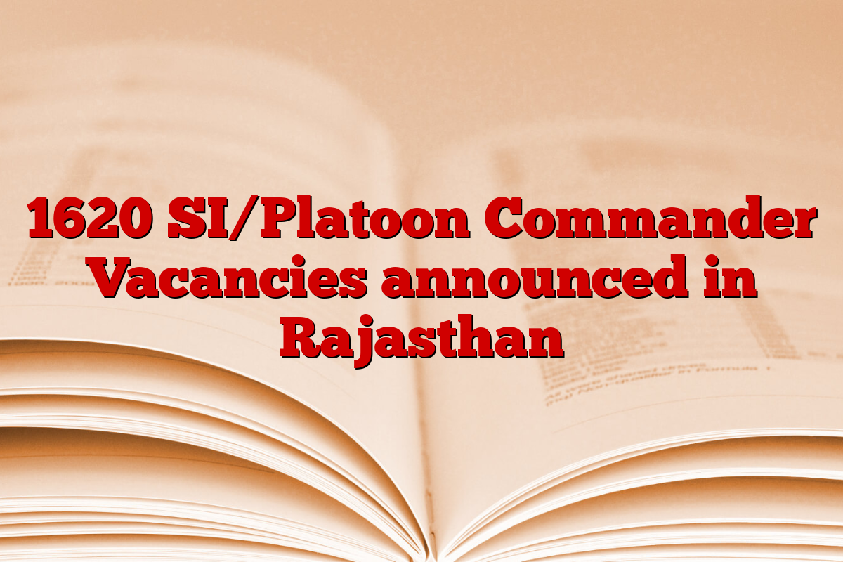 1620 SI/Platoon Commander Vacancies announced in Rajasthan