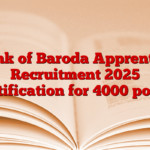 Bank of Baroda Apprentice Recruitment 2025 notification for 4000 posts