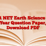 CSIR NET Earth Science Last Year Question Paper, Download PDF