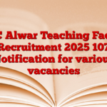 ESIC Alwar Teaching Faculty Recruitment 2025 107 Notification for various vacancies