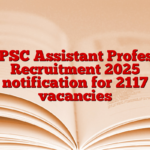 MPPSC Assistant Professor Recruitment 2025 notification for 2117 vacancies