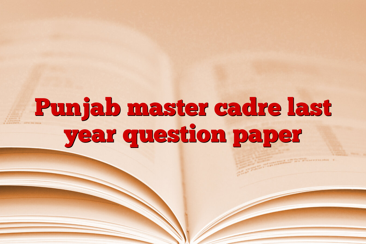 Punjab master cadre last year question paper