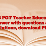 RRB PGT Teacher Education Answer with questions and solutions, download PDF