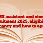 WII assistant and steno recruitment 2025, eligibility, vacancy and how to apply