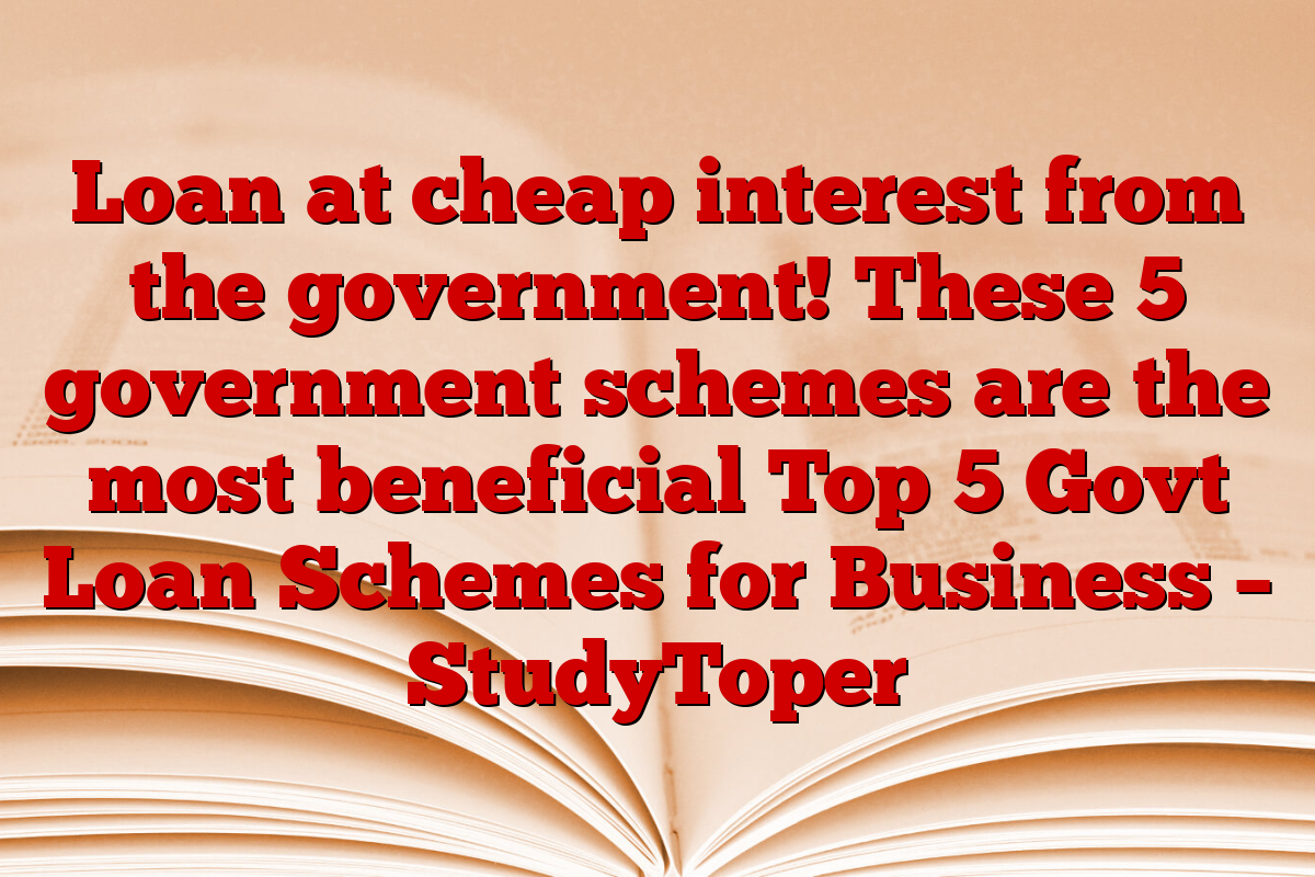 Loan at cheap interest from the government! These 5 government schemes are the most beneficial Top 5 Govt Loan Schemes for Business – StudyToper