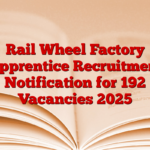 Rail Wheel Factory Apprentice Recruitment Notification for 192 Vacancies 2025