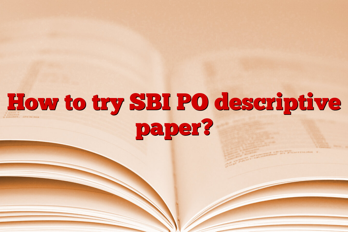 How to try SBI PO descriptive paper?