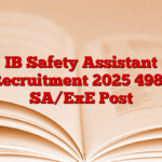 IB Safety Assistant Recruitment 2025 4987 SA/ExE Post
