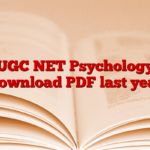 UGC NET Psychology Download PDF last year