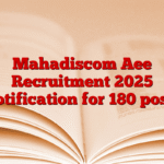 Mahadiscom Aee Recruitment 2025 Notification for 180 posts
