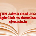 SJVN Admit Card 2025, straight link to download to sjvn.nic.in
